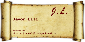 Jávor Lili névjegykártya